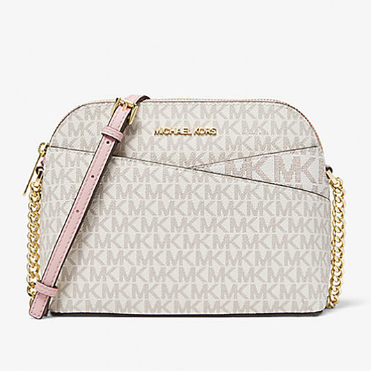 Jet Set Travel Medium Dome Crossbody Bag - POWDER BLUSH Logo Print