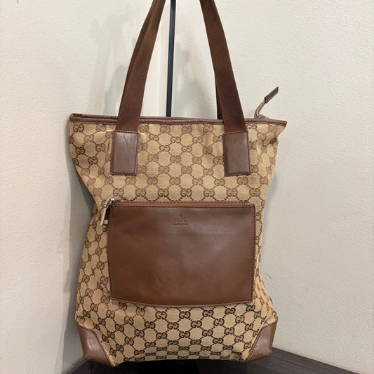 #3222 GUCCI Brown Canvas Large Tote