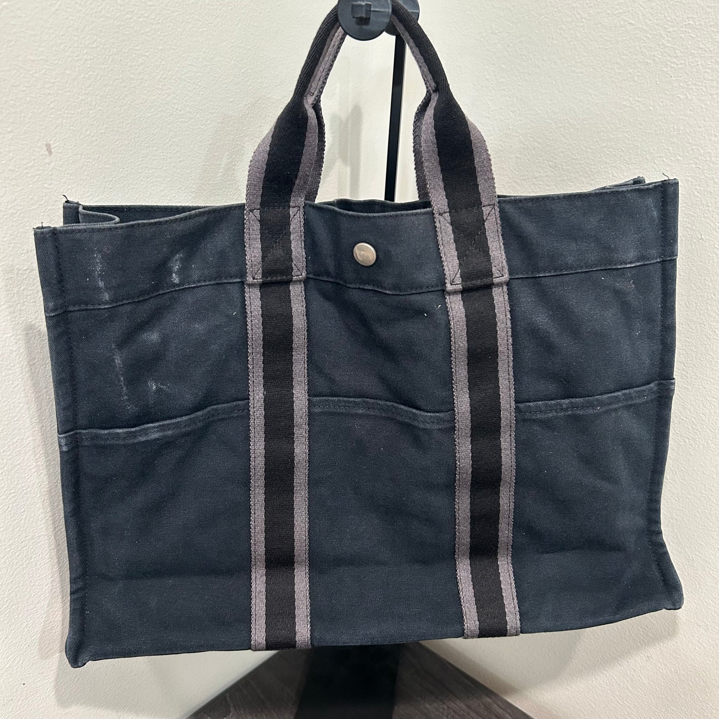 1067 HERMÈS Toile Fourre-Tout MM Tote Blue