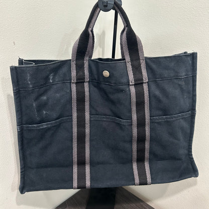 1067 HERMÈS Toile Fourre-Tout MM Tote Blue