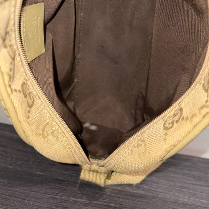 #8208 GUCCI Brown/Green Canvas Shoulder Bag