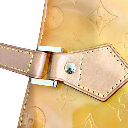 #1120 LOUIS VUITTON Jaune Passion Vernis Leather Houston Shoulder Tote (Cig Odor)