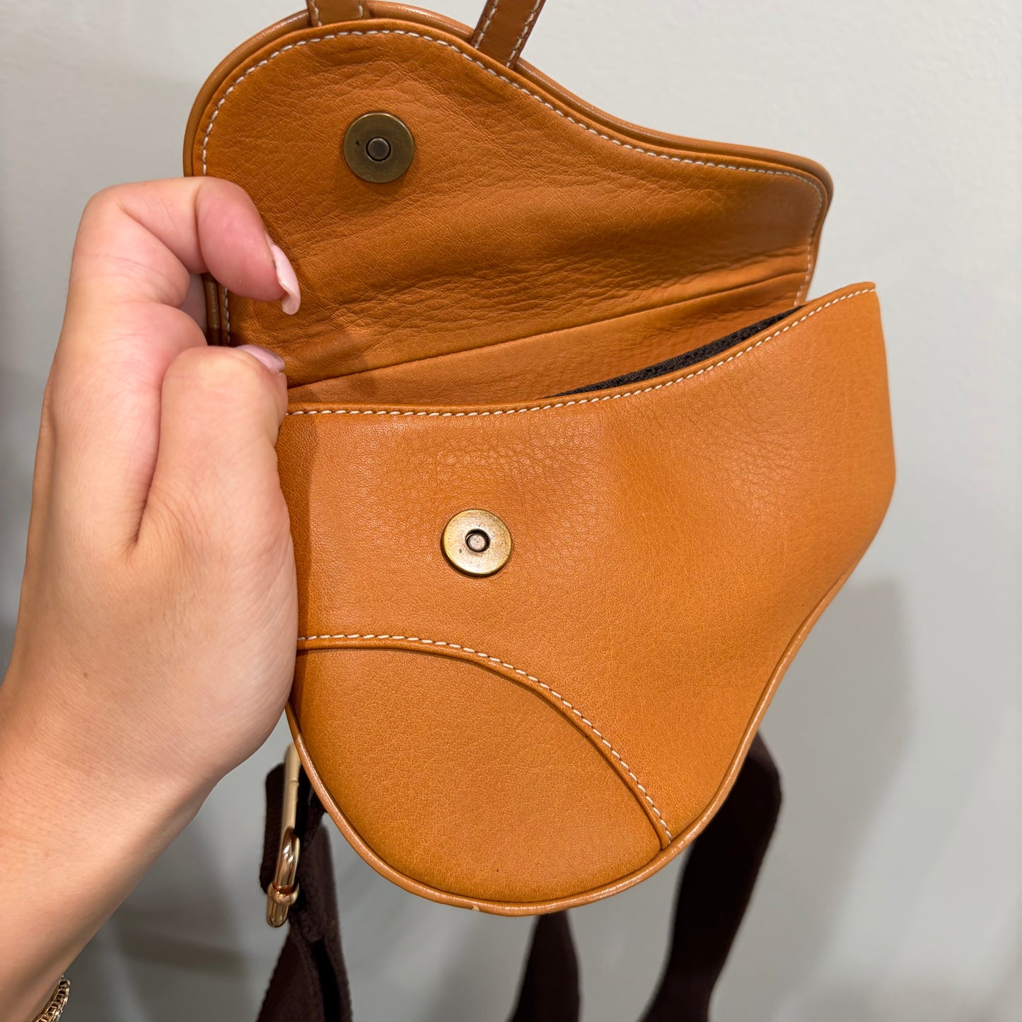 #1120 CHRISTIAN DIOR Mini Leather Saddle Pouch Belt Bag