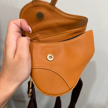 #1120 CHRISTIAN DIOR Mini Leather Saddle Pouch Belt Bag