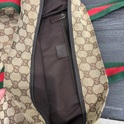 8881 GUCCI Brown Canvas Web Tote