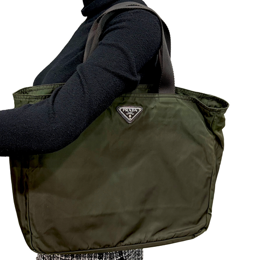 8858 PRADA Tessuto Green Tote