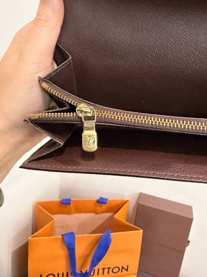 #1101-04 LOUIS VUITTON Damier Ebene Wallet with Removable Strap