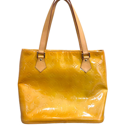 #1120 LOUIS VUITTON Jaune Passion Vernis Leather Houston Shoulder Tote (Cig Odor)