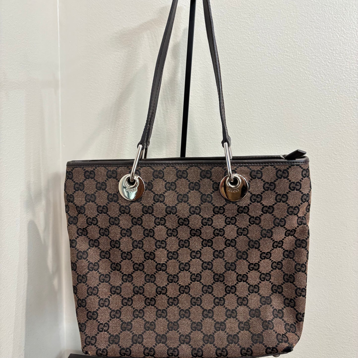 8877 GUCCI Brown Canvas Eclipse Tote