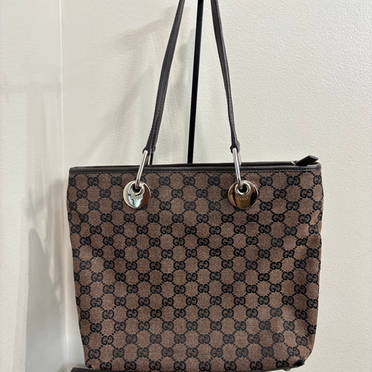 8877 GUCCI Brown Canvas Eclipse Tote