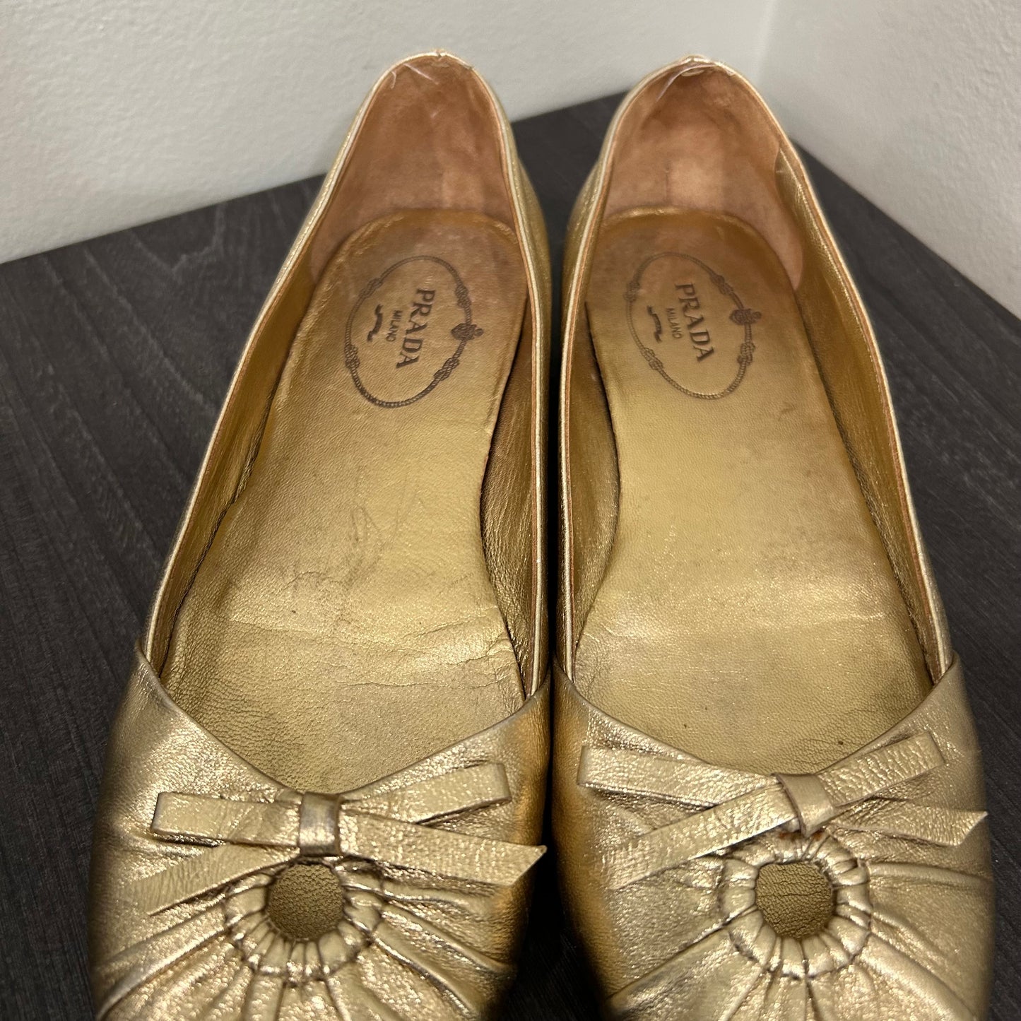 CLEARANCE Prada Metallic Flats size 35