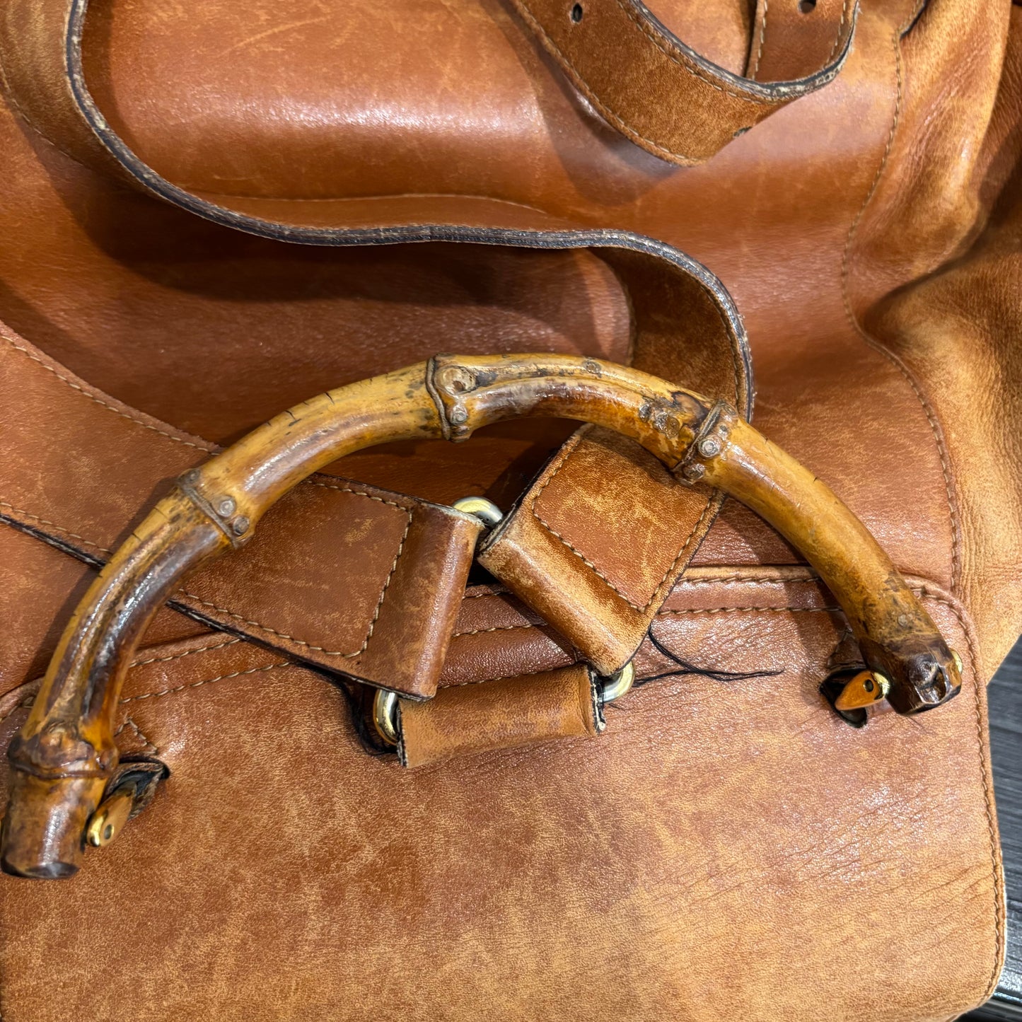 8876 GUCCI Double Pocket Brown Backpack