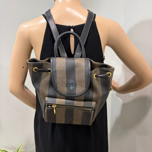 #1115 FENDI Pequin Coated Canvas Vintage Backpack