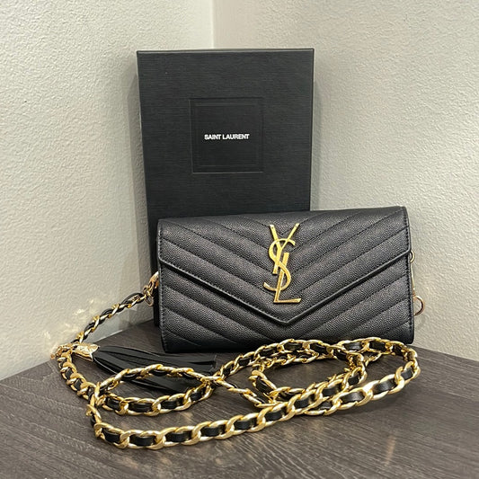 SOLD! Yves Saint Laurent YSL Caviar Wallet on Chain