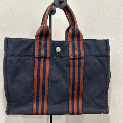 1069 HERMÈS Toile Fourre-Tout PM Tote Blue