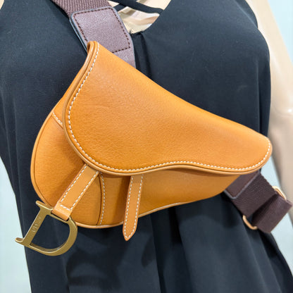 #1120 CHRISTIAN DIOR Mini Leather Saddle Pouch Belt Bag