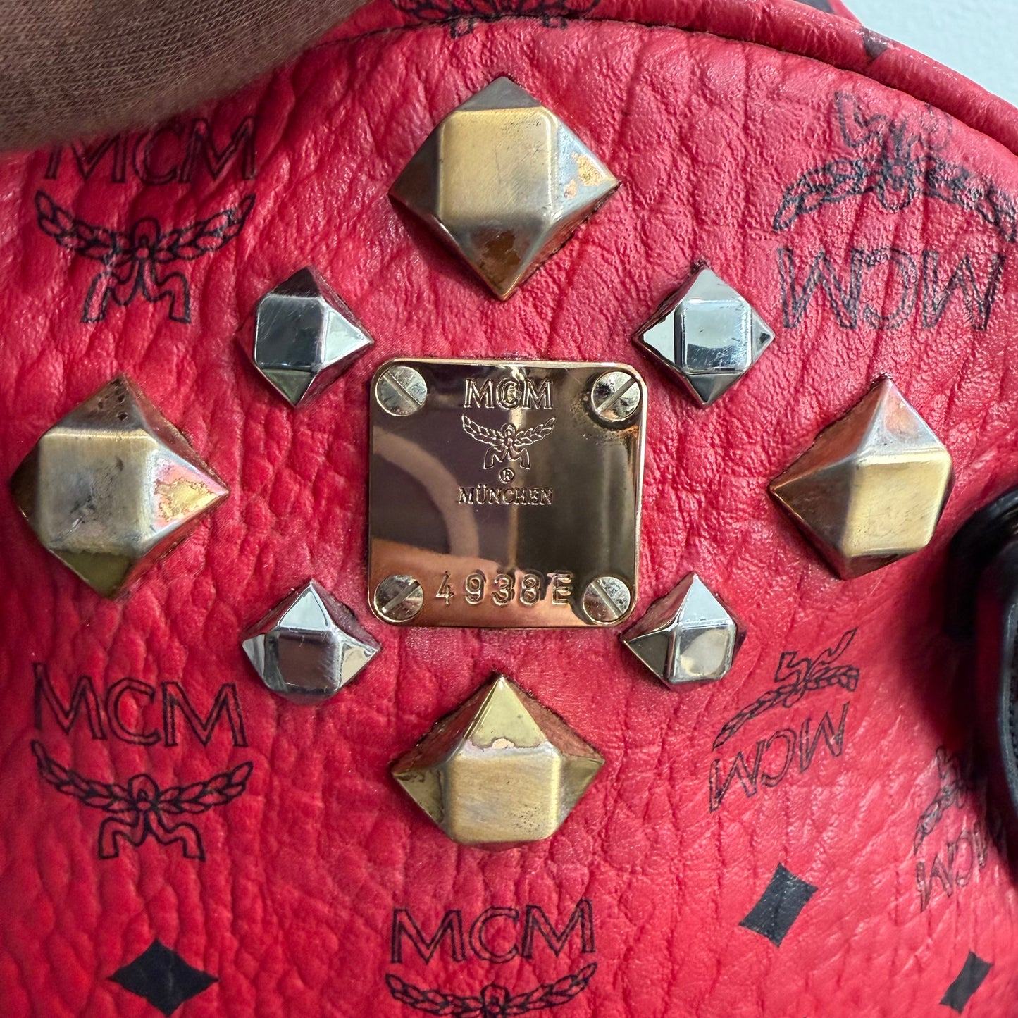 #9105 MCM Red Hermosa Backpack MSRP $1280