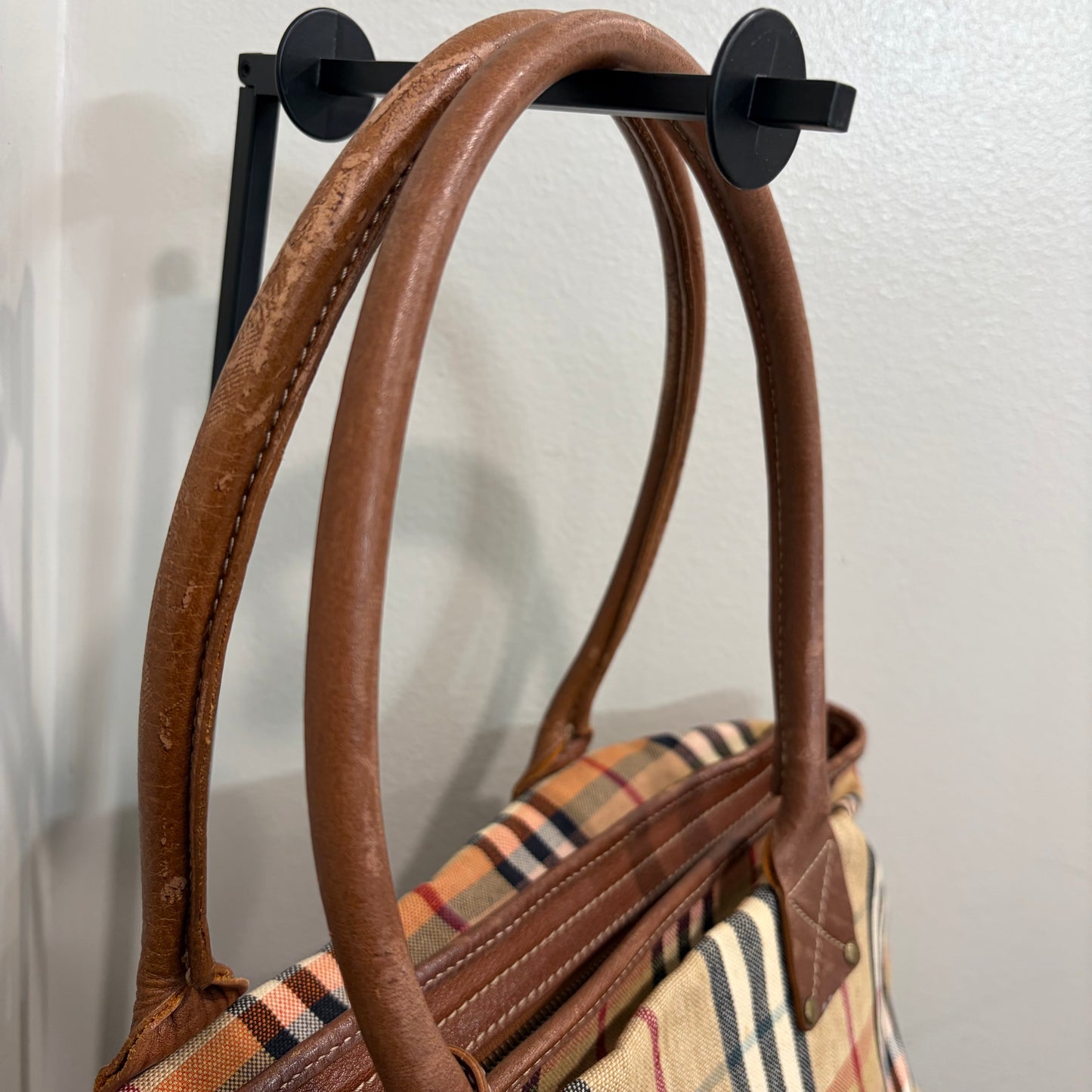 8809 BURBERRY Check Canvas Shoulder Tote