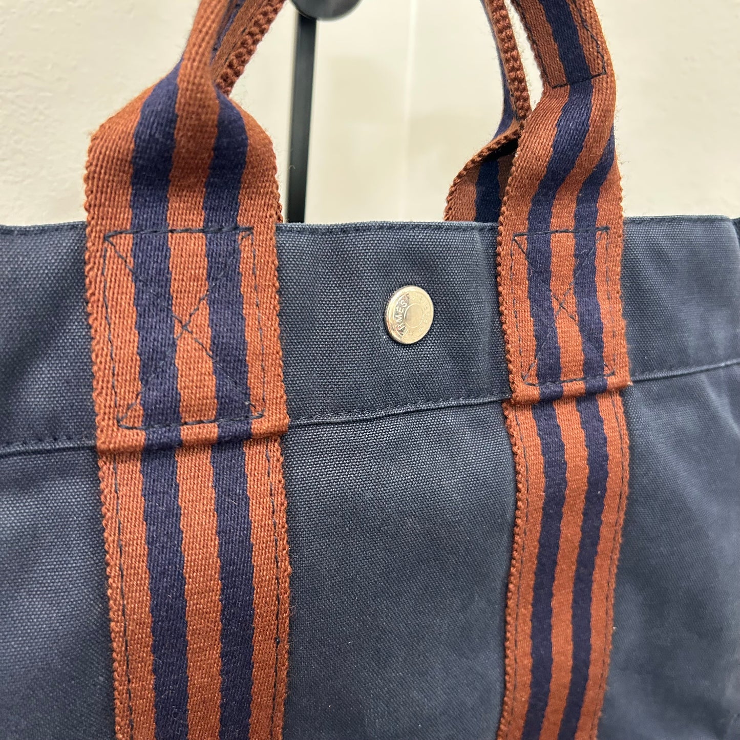 1068 HERMÈS Toile Fourre-Tout PM Tote Blue
