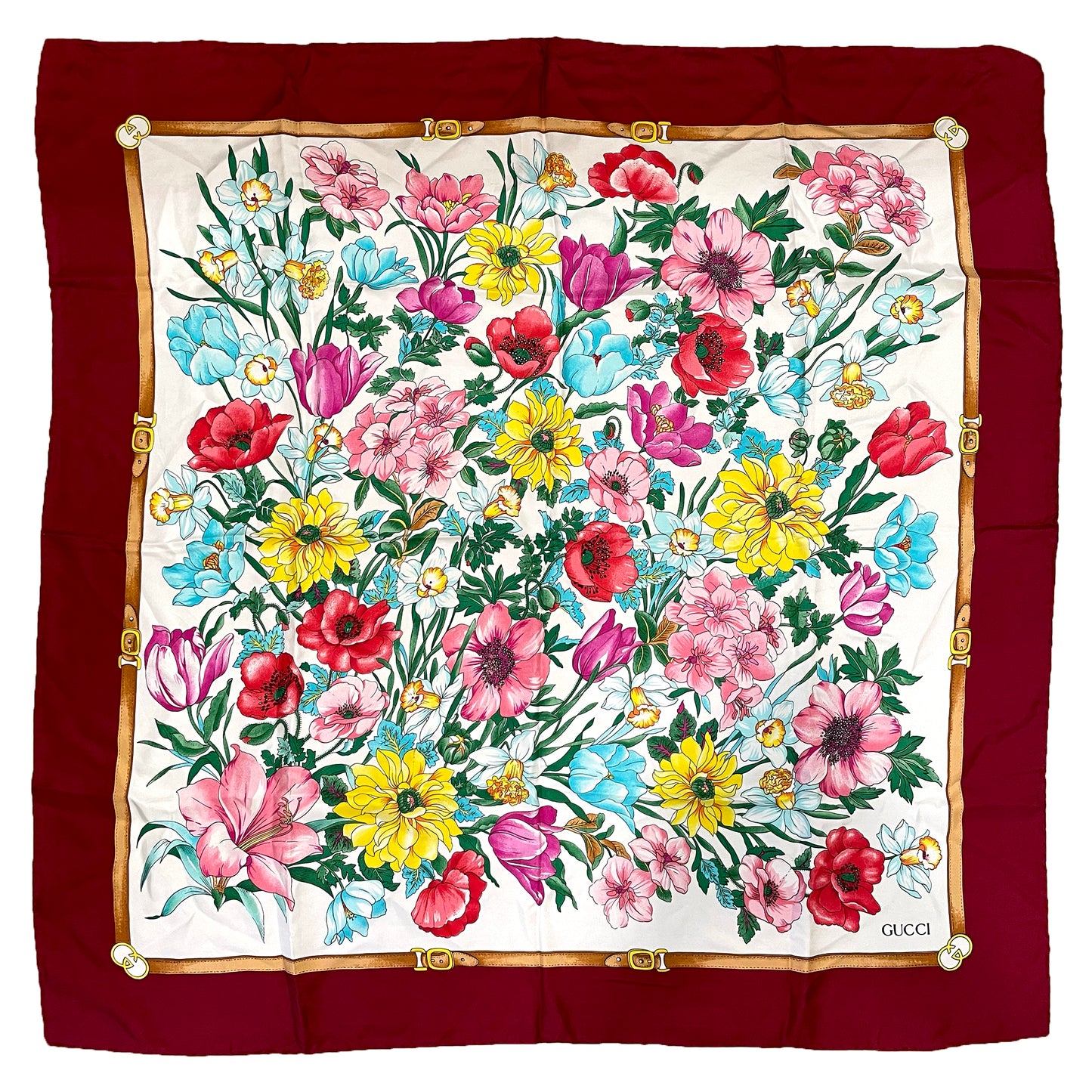 SOLD! Gucci Muffler Flora Silk Scarf