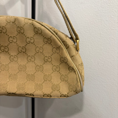 #8208 GUCCI Brown/Green Canvas Shoulder Bag