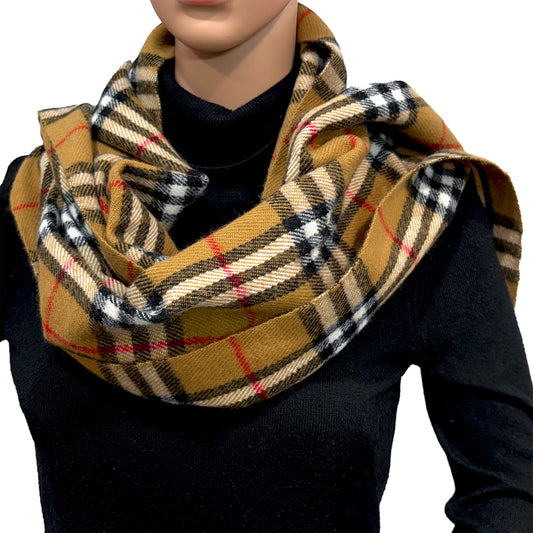 #8272 Vintage BURBERRY Archive Beige Check 100% Lambswool Scarf Stole