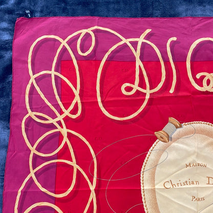 SOLD! Christian Dior Red Gold Silk Scarf