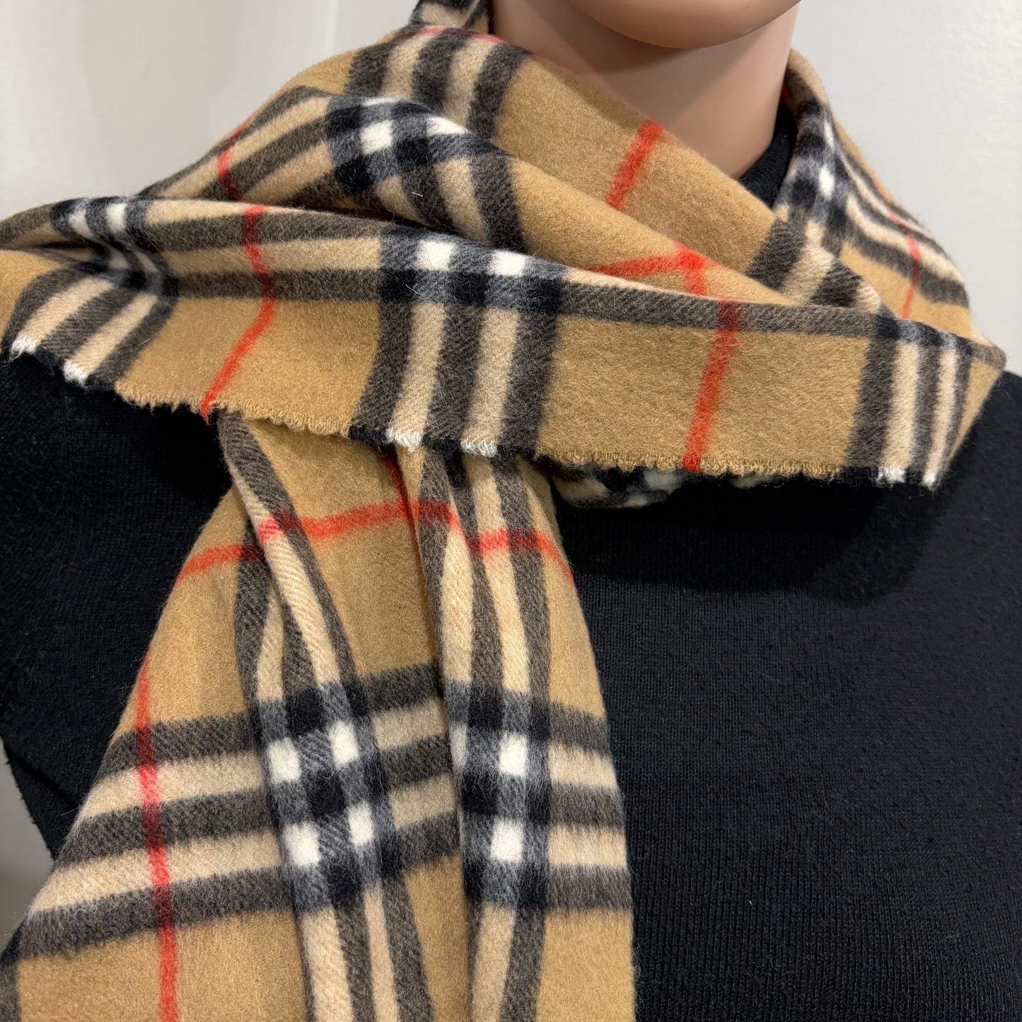 #8222 Vintage BURBERRYS Archive Beige 100% Cashmere Scarf Stole
