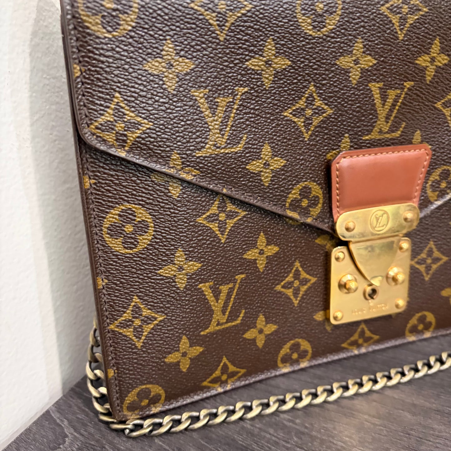 #1101-15 LOUIS VUITTON Monogram Monceau 27 with Removable Chain