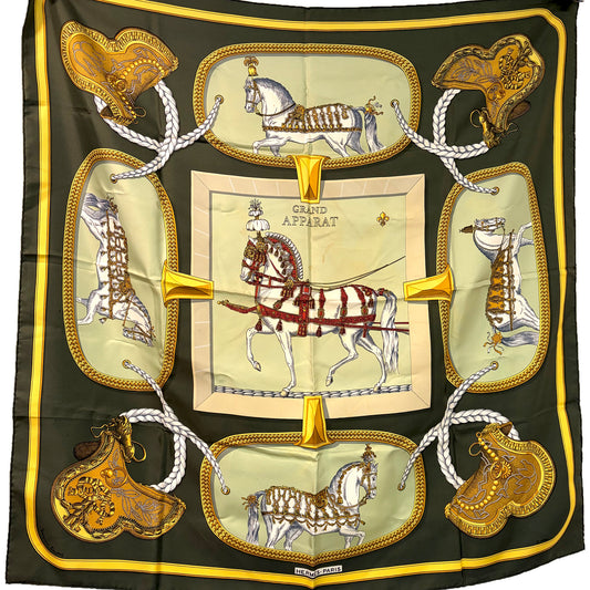 #8232 HERMES 90cm Silk Grand Apparat Scarf