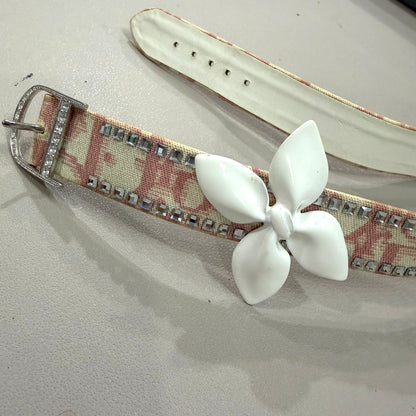 8845 CHRISTIAN DIOR Pink Diorissimo Embellished Choker MSRP $580