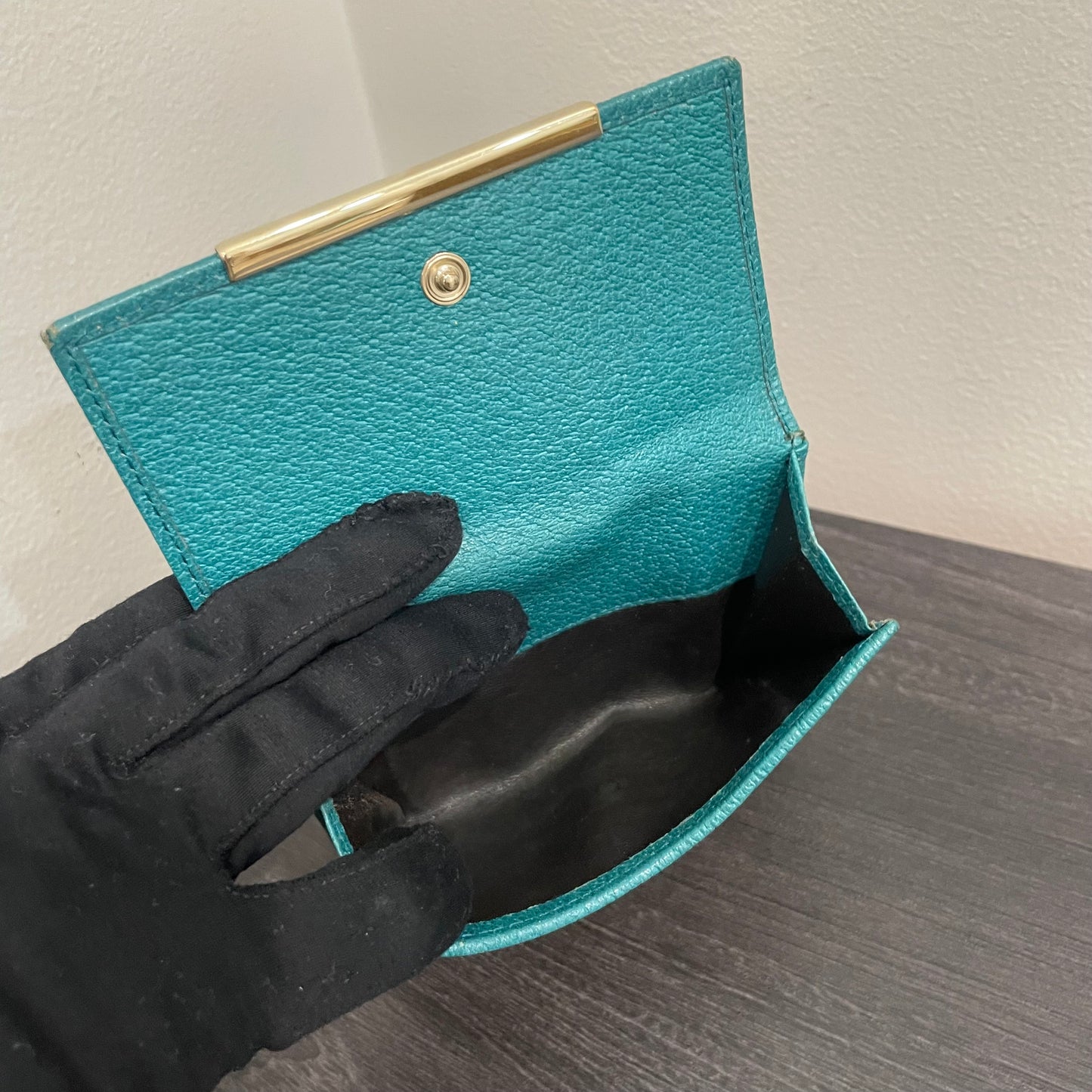 #180 GUCCI Blue GG Canvas Compact Wallet