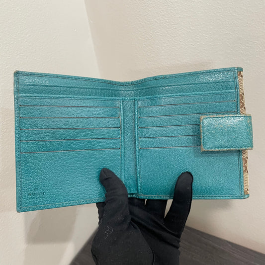 #180 GUCCI Blue GG Canvas Compact Wallet
