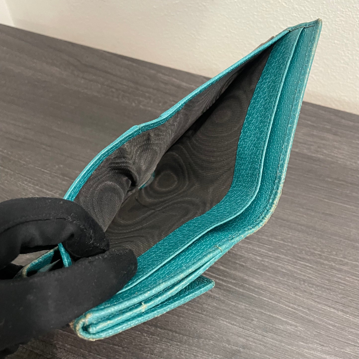 #180 GUCCI Blue GG Canvas Compact Wallet