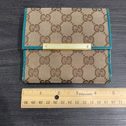 #180 GUCCI Blue GG Canvas Compact Wallet
