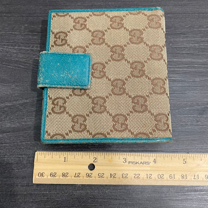 #180 GUCCI Blue GG Canvas Compact Wallet