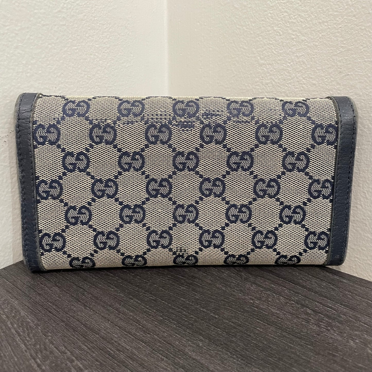 #190 GUCCI Navy GG Canvas Long Wallet