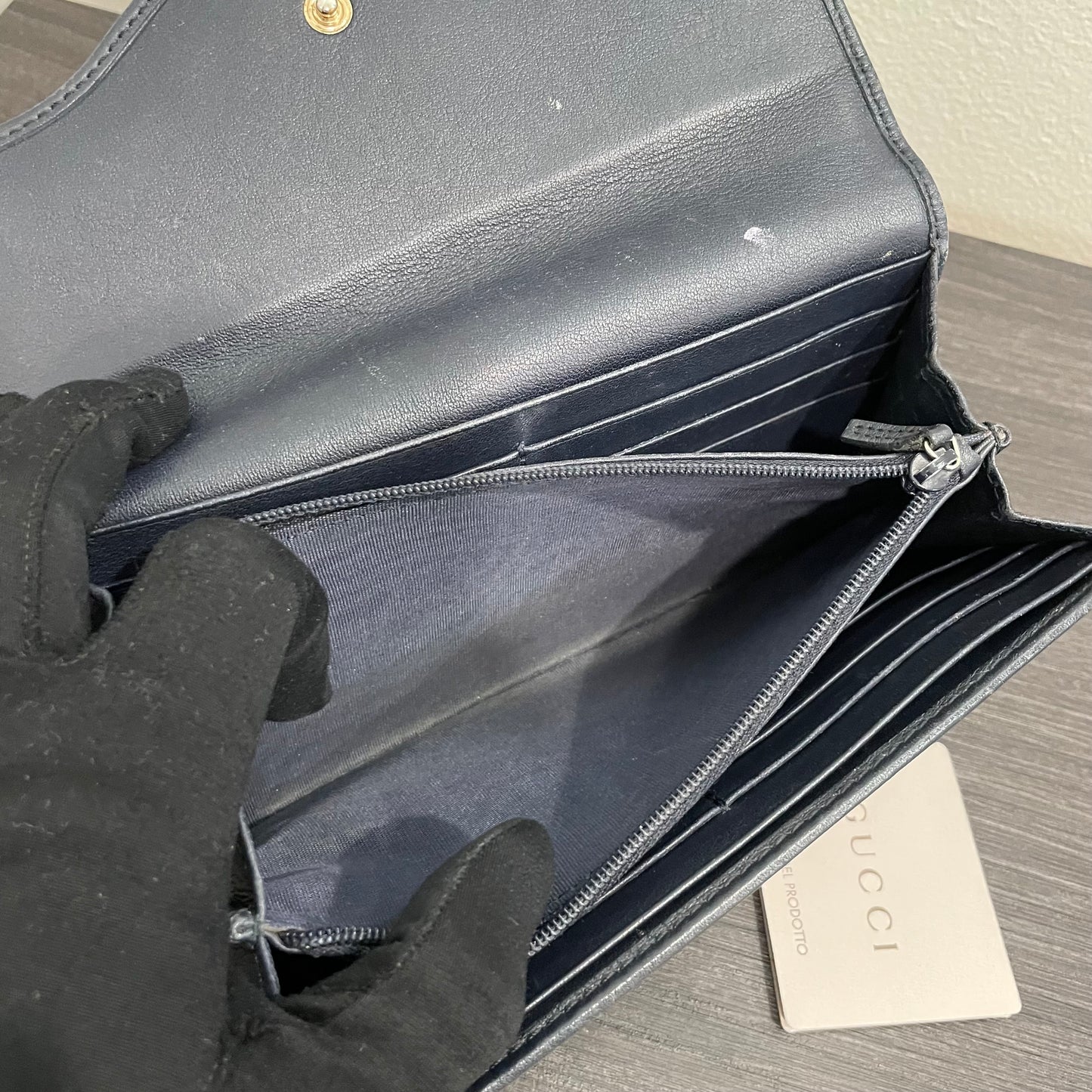 #190 GUCCI Navy GG Canvas Long Wallet