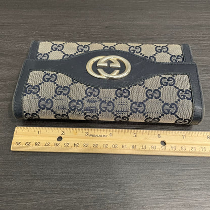 #190 GUCCI Navy GG Canvas Long Wallet