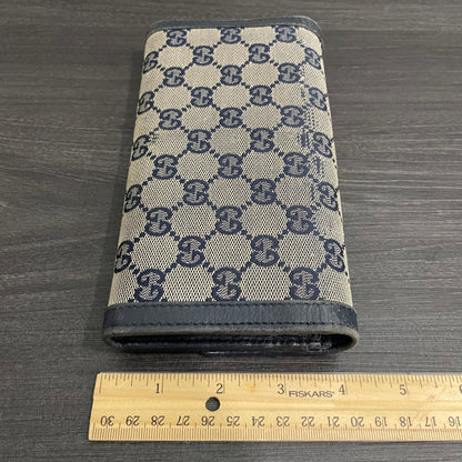 #190 GUCCI Navy GG Canvas Long Wallet