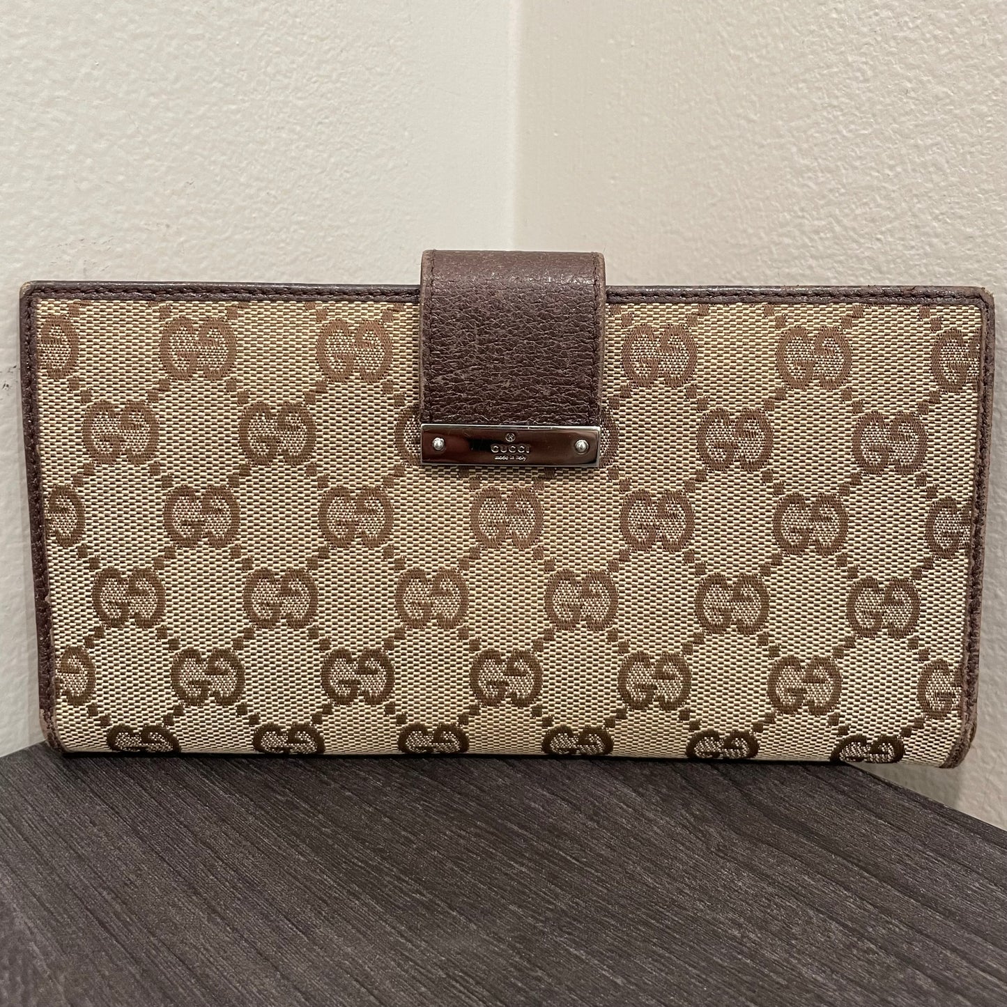 #191 GUCCI Brown GG Canvas Long Wallet
