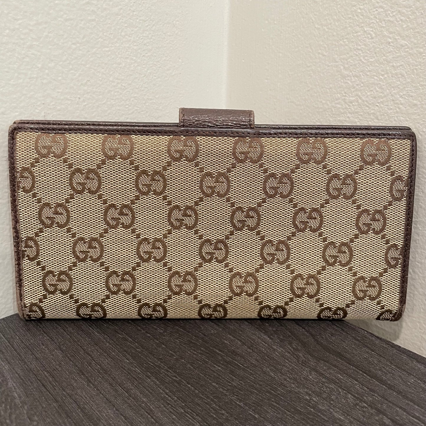 #191 GUCCI Brown GG Canvas Long Wallet