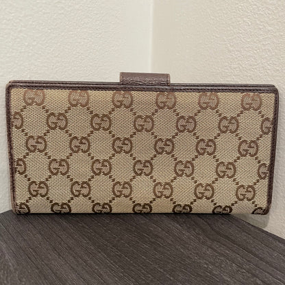 #191 GUCCI Brown GG Canvas Long Wallet