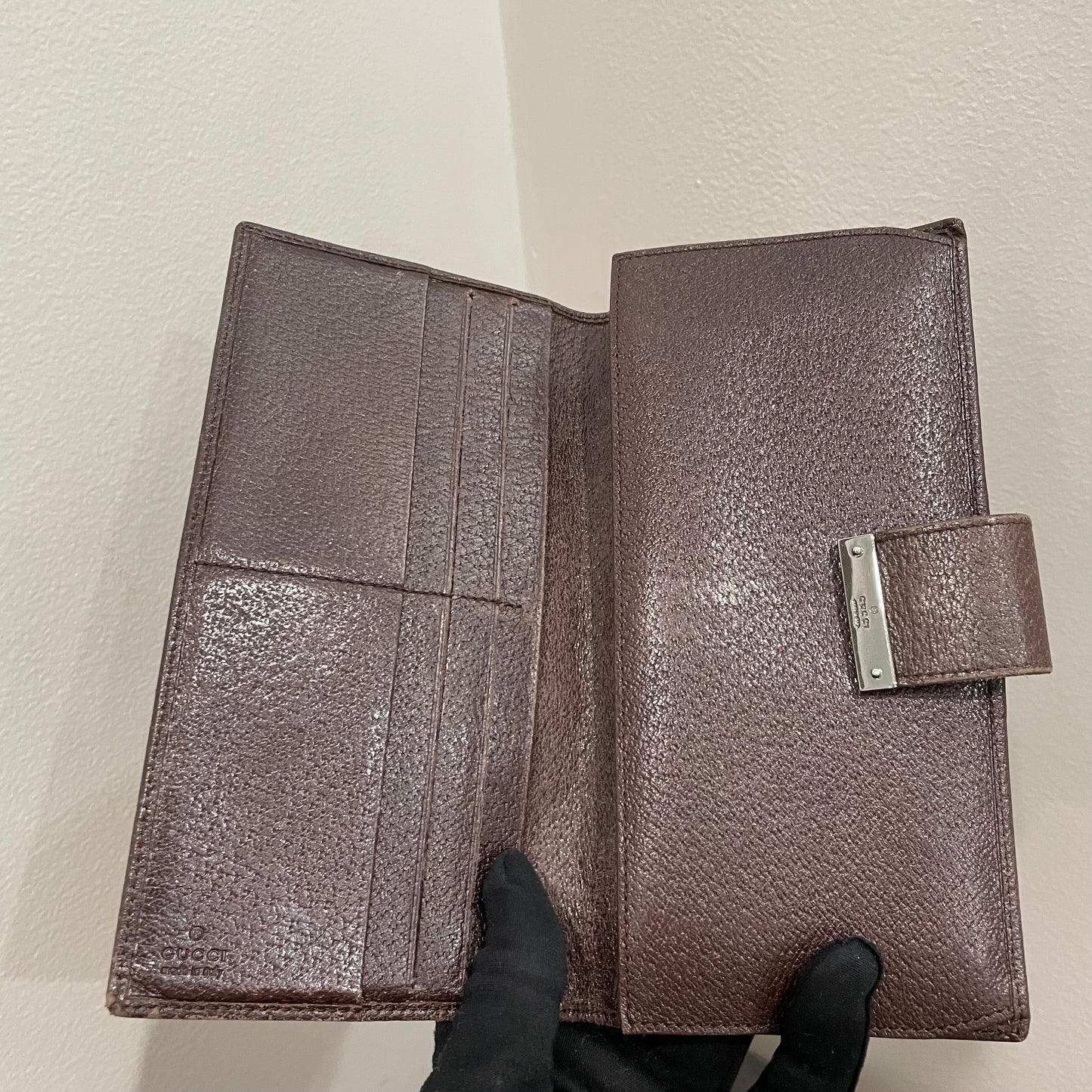 #191 GUCCI Brown GG Canvas Long Wallet