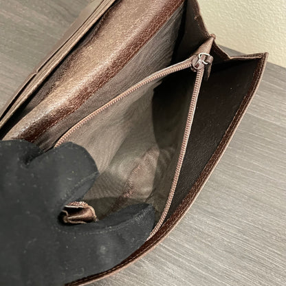 #191 GUCCI Brown GG Canvas Long Wallet