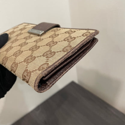 #191 GUCCI Brown GG Canvas Long Wallet