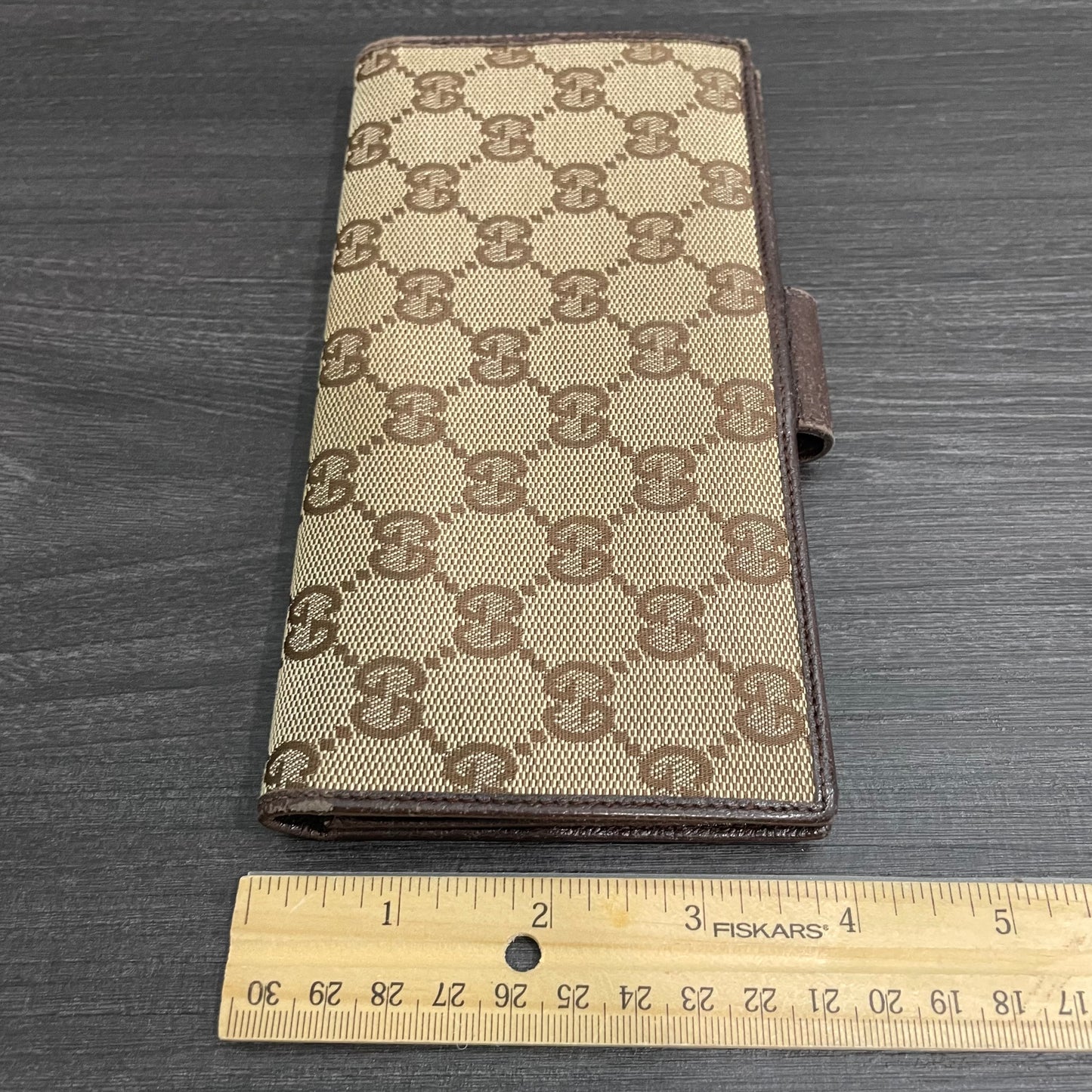 #191 GUCCI Brown GG Canvas Long Wallet