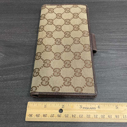 #191 GUCCI Brown GG Canvas Long Wallet