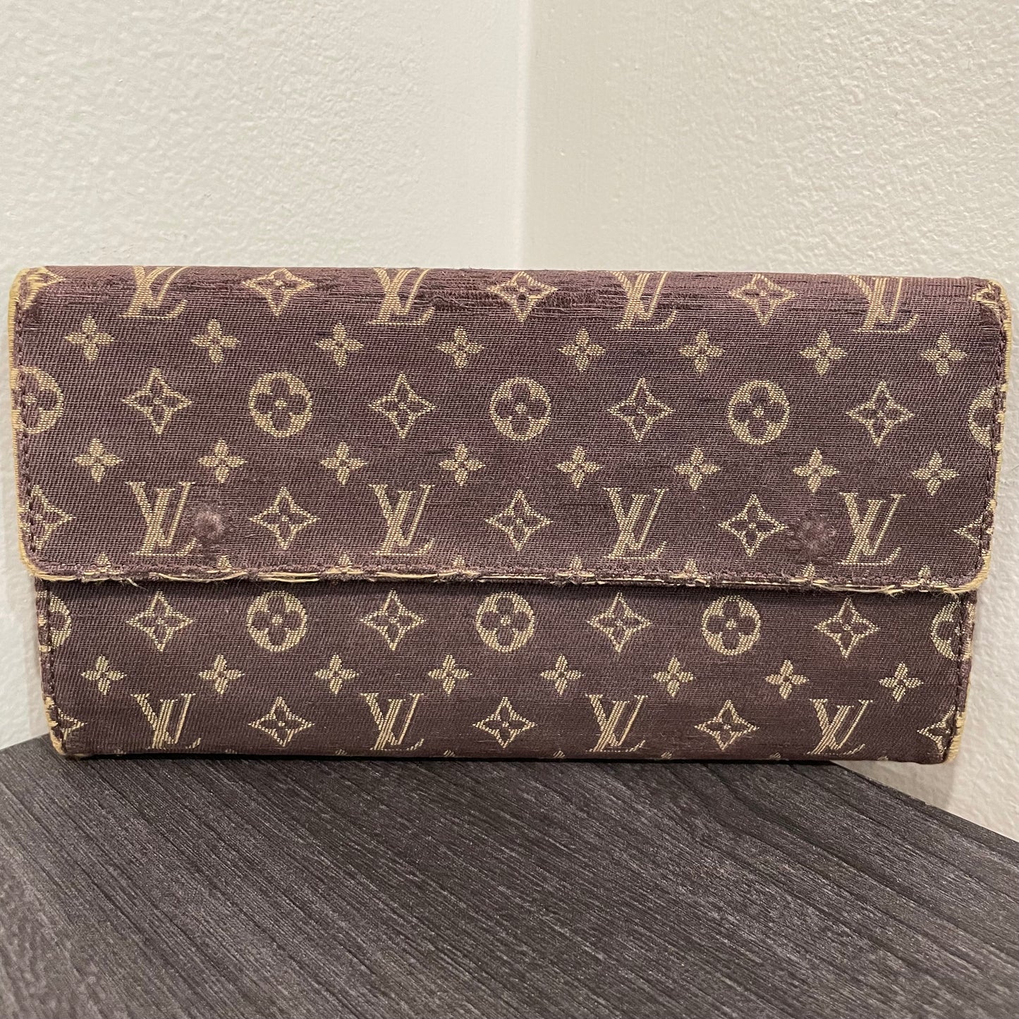 #193 LOUIS VUITTON Mini Lin Brown Monogram Wallet
