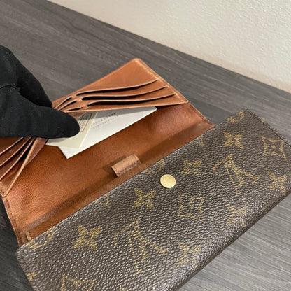 #198 LOUIS VUITTON Monogram Tri-fold Long Wallet
